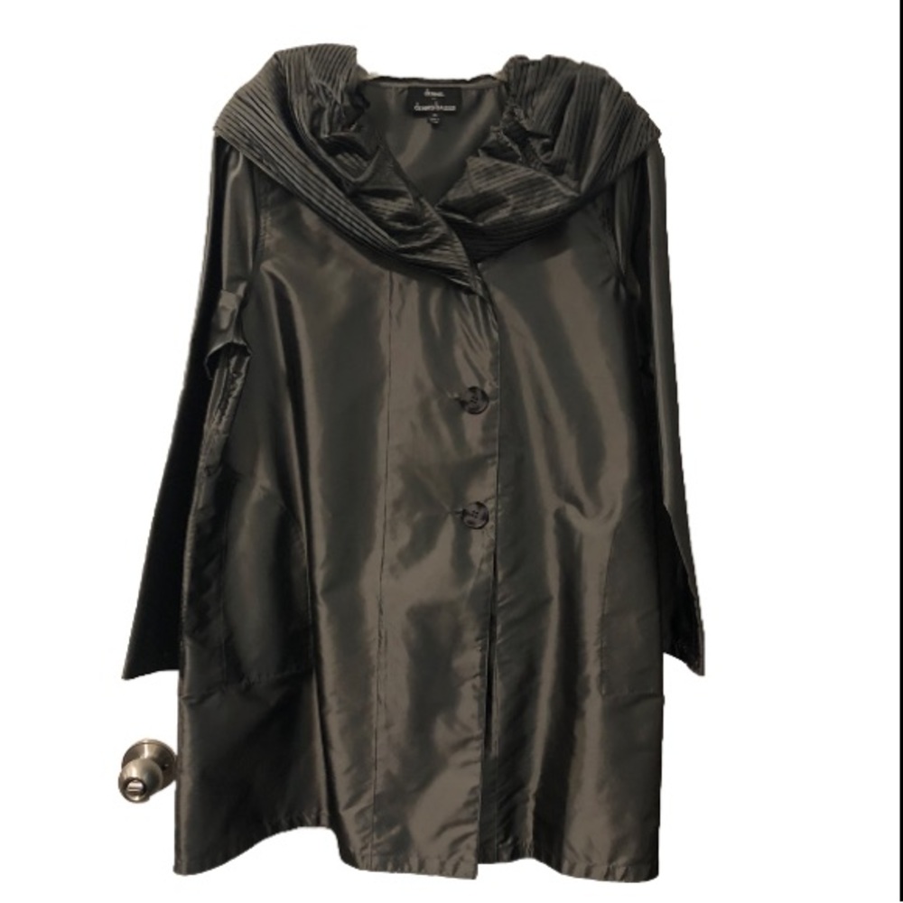 Dennis By Dennis Basso Waterproof Mac Raincoat Metallic Grey Women’s Size XS NWT